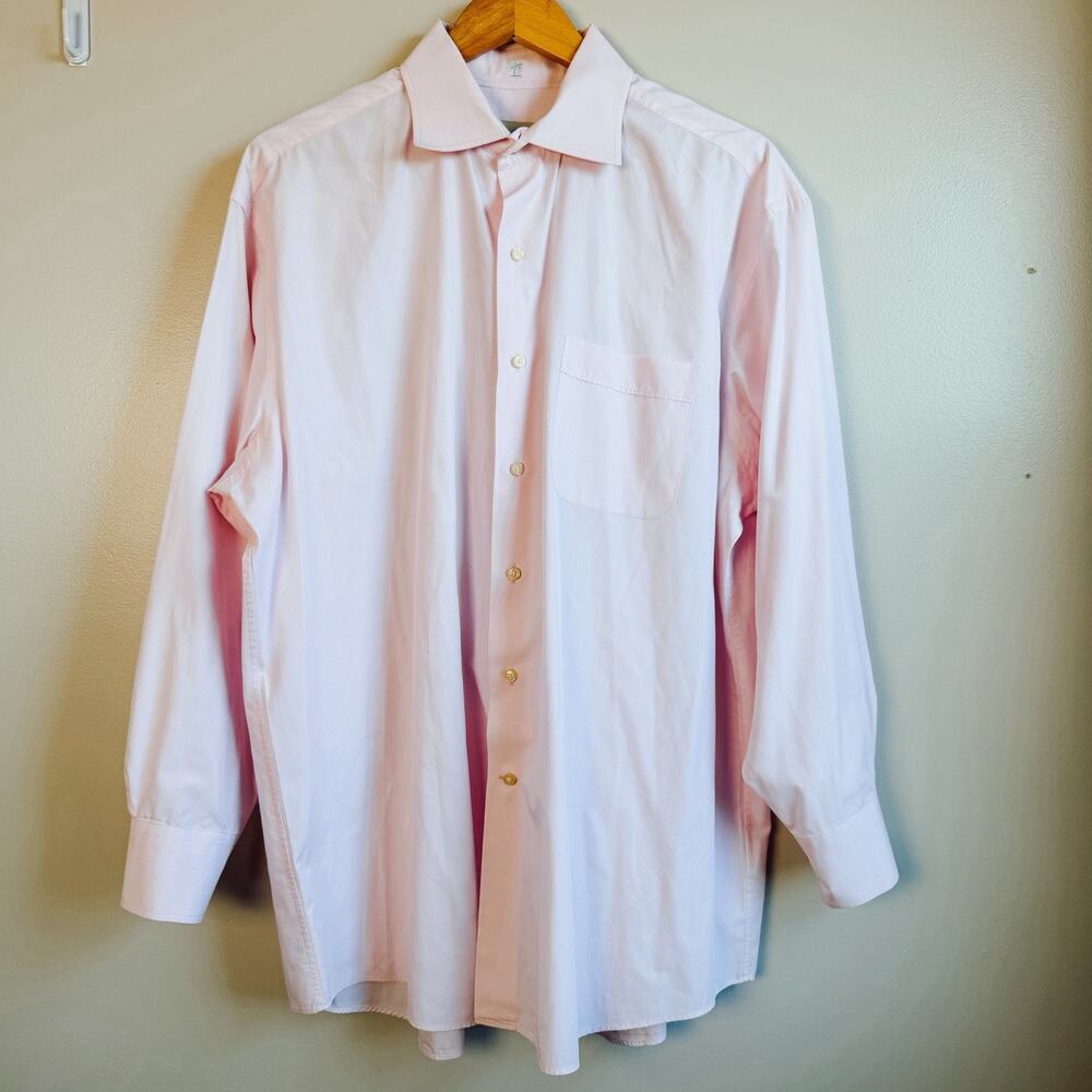 Men’s Pink Striped Dress Shirt Size 17 32/33 Cotton Button Down